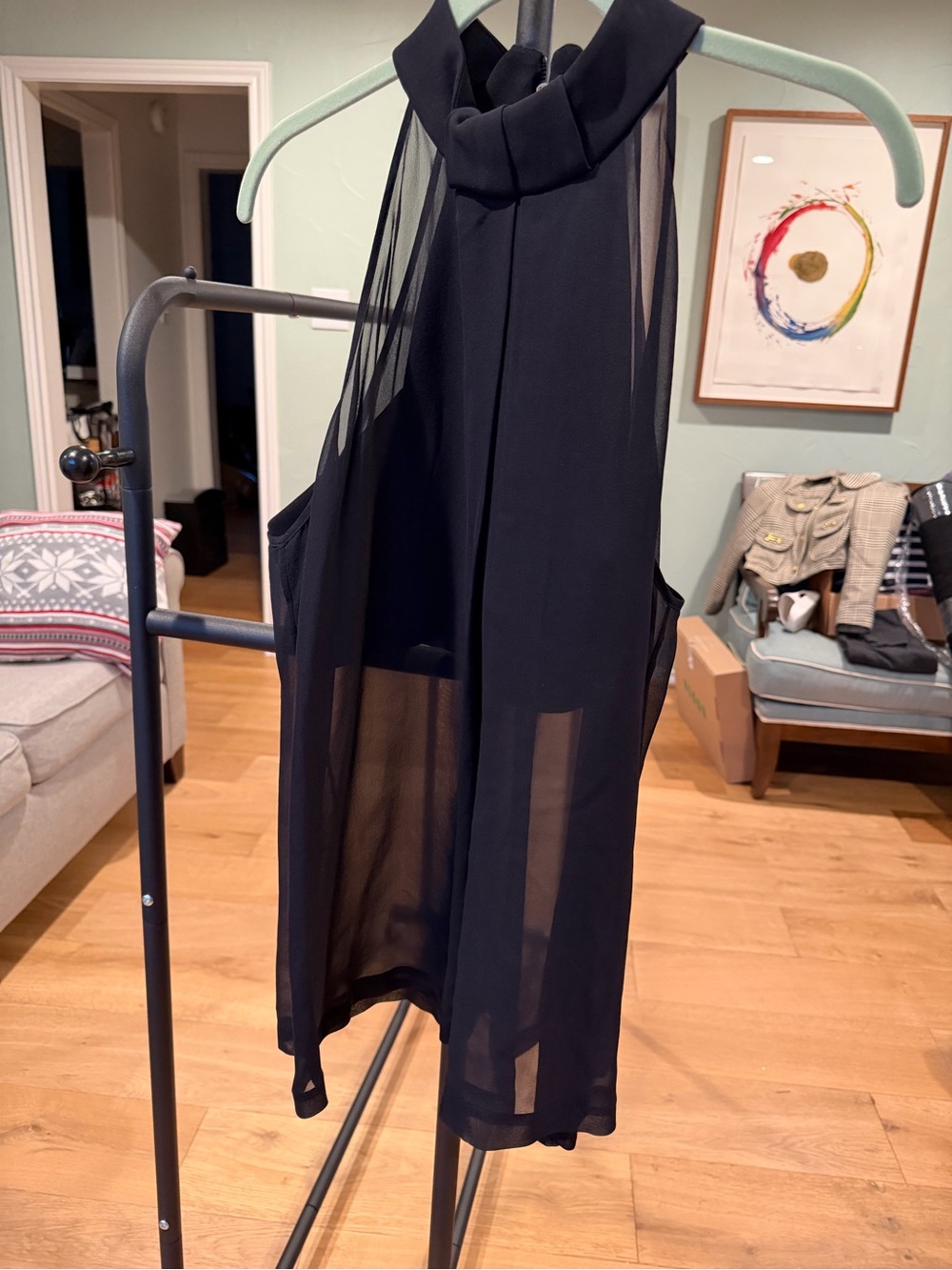 Robert Rodriguez Black Sheer High-Neck Tank Top
